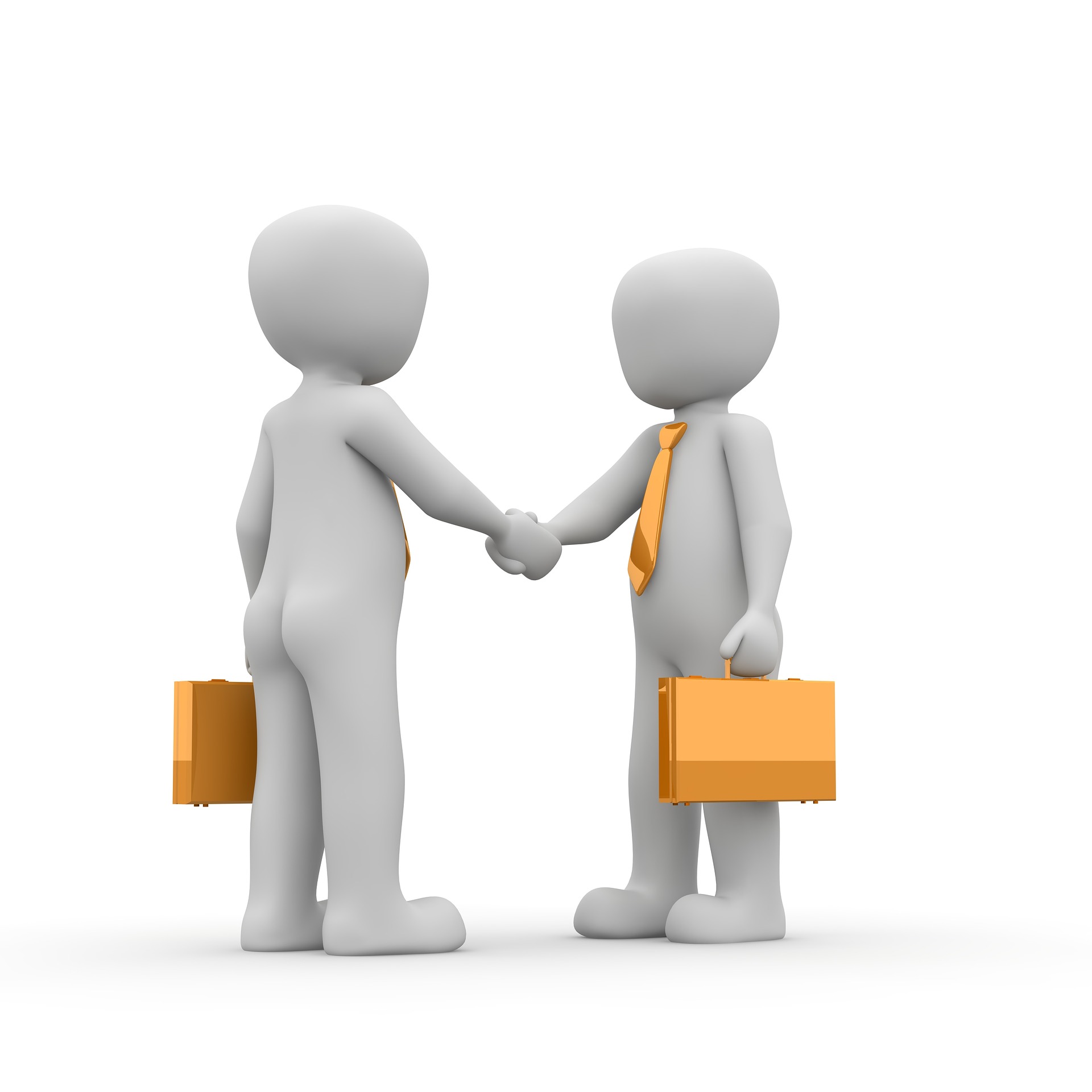 Small business characters shaking hands